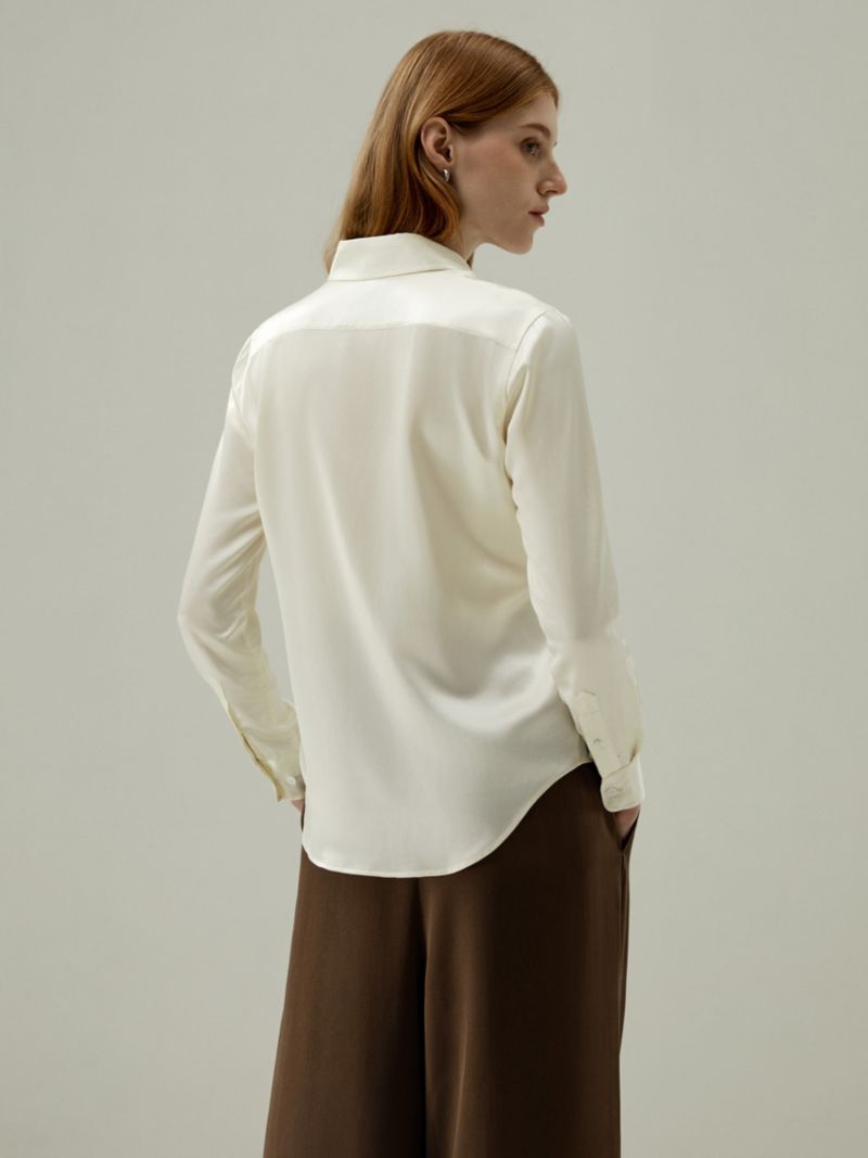 Women's Tailored Button Down Regular Fit Silk Shirt