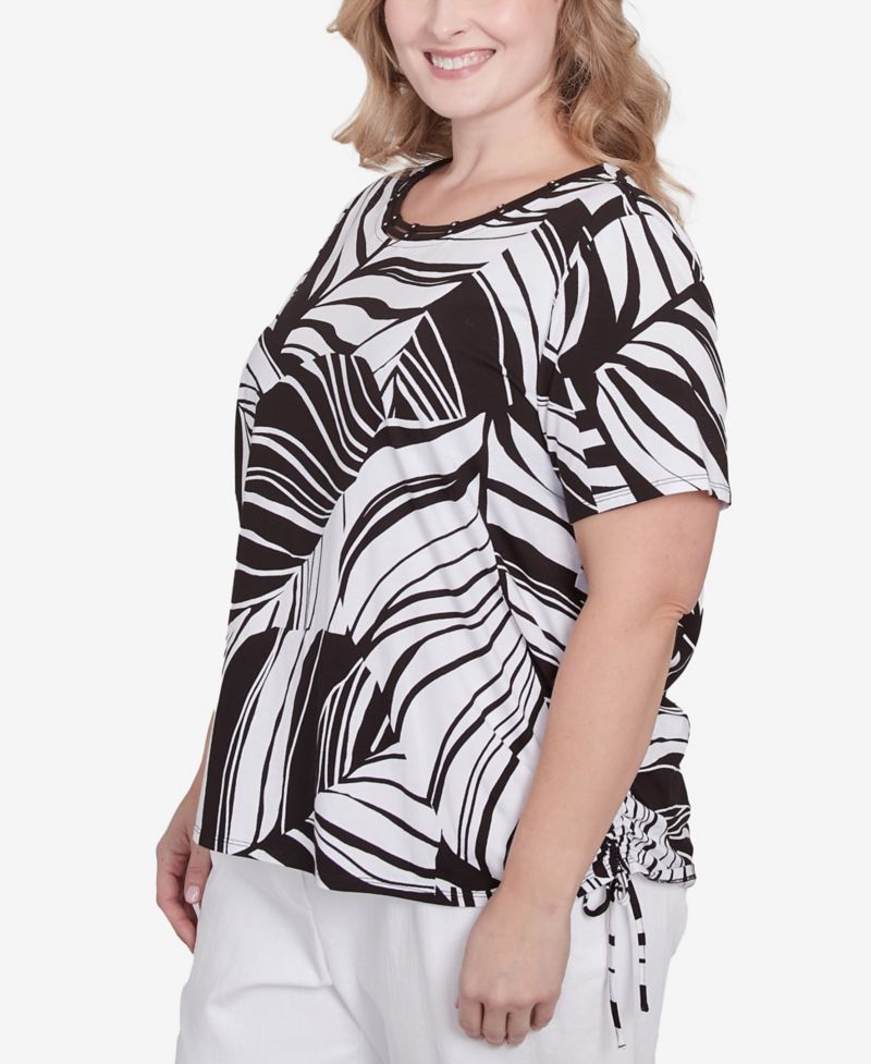 Plus Size Twisted Leaves Side Tie Top