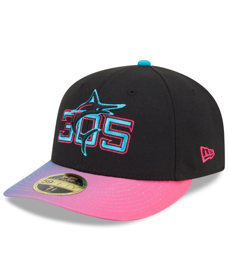 Men's Black/Pink Miami Marlins 2025 City Connect Low Profile 59FIFTY Fitted Hat