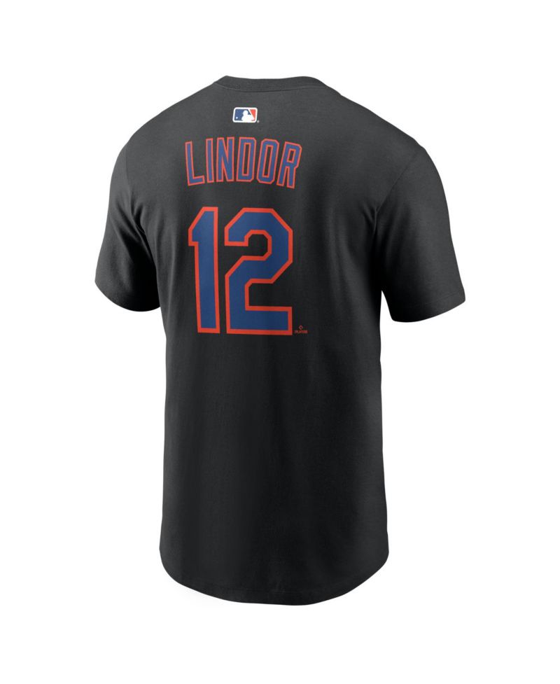 Men's Francisco Lindor Black New York Mets Home Name & Number T-Shirt