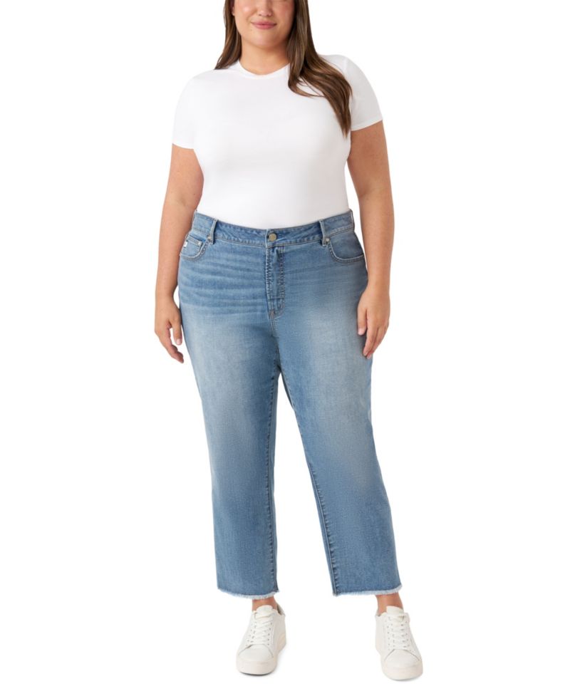 Plus Size Vintage Straight Ankle Jeans