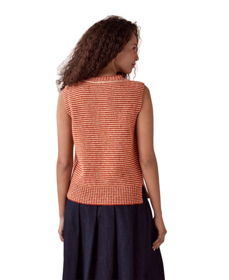 Women's Donegal Sleeveless Microstripe Crewneck Sweater