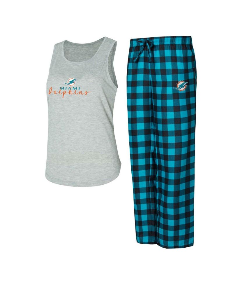 Women's Gray/Aqua Miami Dolphins Petition Tank Top and Pants Sleep Set