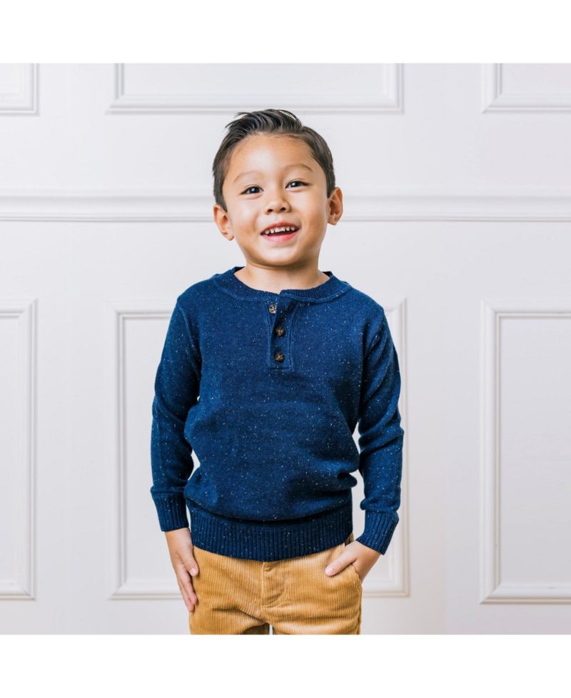Baby Boys Hope and Henry Long Sleeve Zip Henley Pullover Sweater