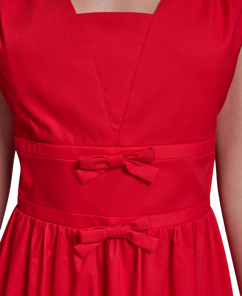 Women's Double Bow Fit & Flare Midi Dress