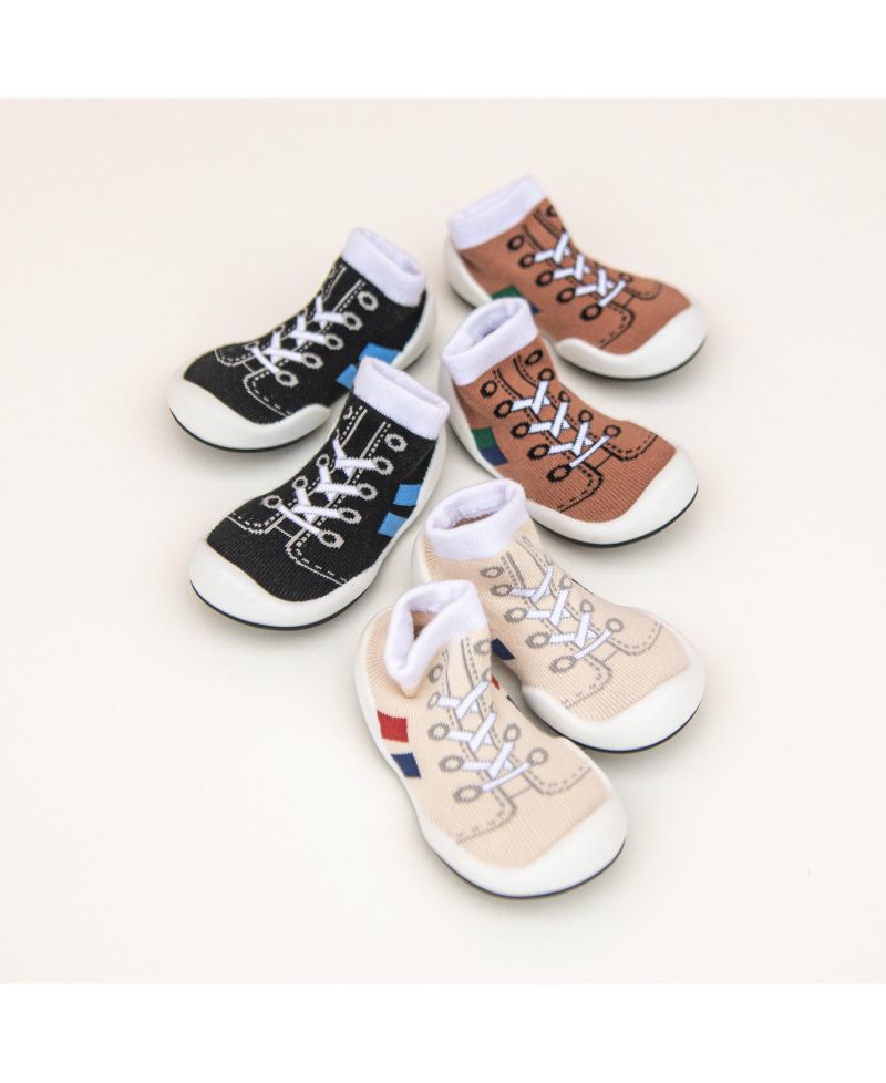 Infant Girl Boy First Walk Sock Shoes Runner - Light Beige