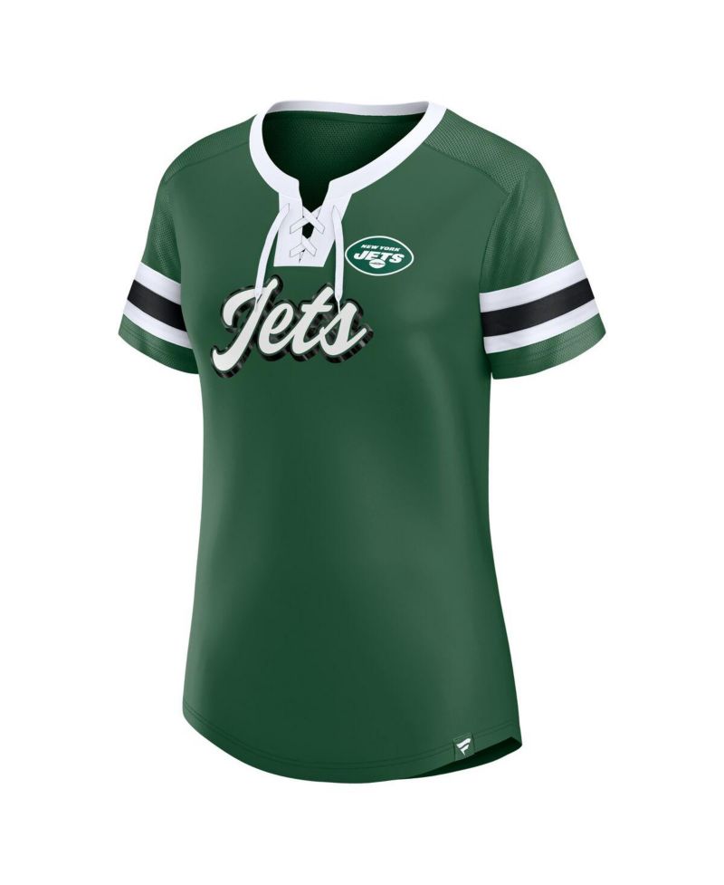 Women's Green New York Jets Original State Lace-Up T-Shirt