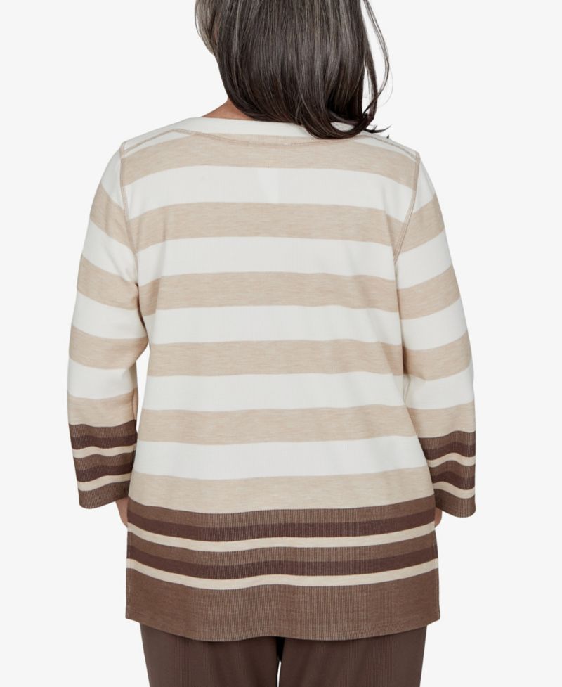 Petite Striped 3/4-Sleeve Top