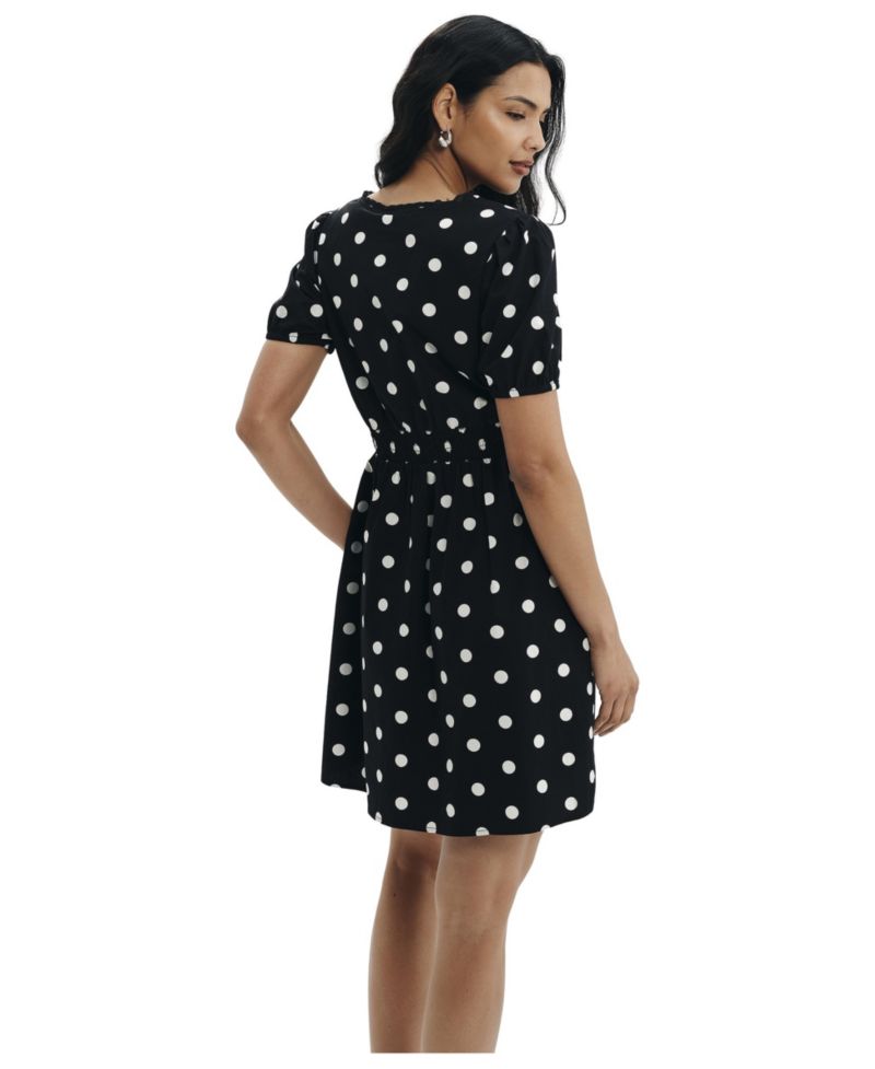 Women's Meadow Polka-Dot Fit & Flare V-Neck Dress