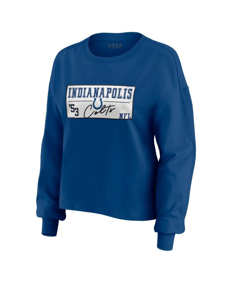 Women's 2-Piece Royal Indianapolis Colts Heavy Rugby Jersey Long Sleeve T-Shirt and Shorts Lounge Set