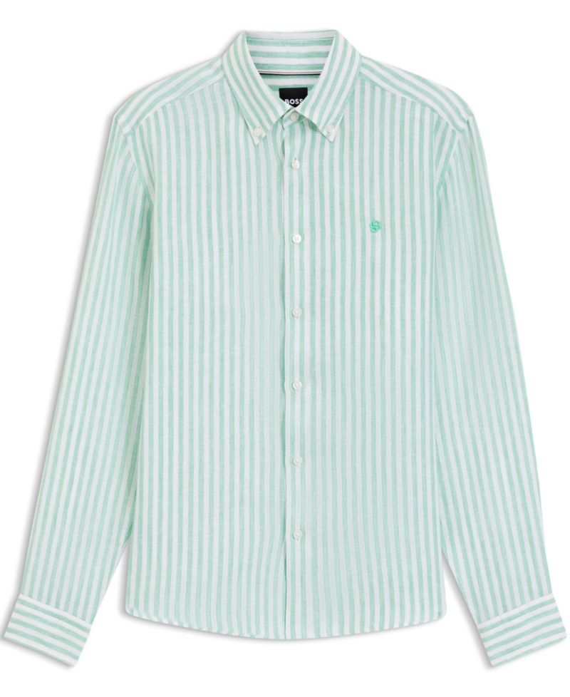 Men's Regular-Fit Striped Linen Dress Shirt