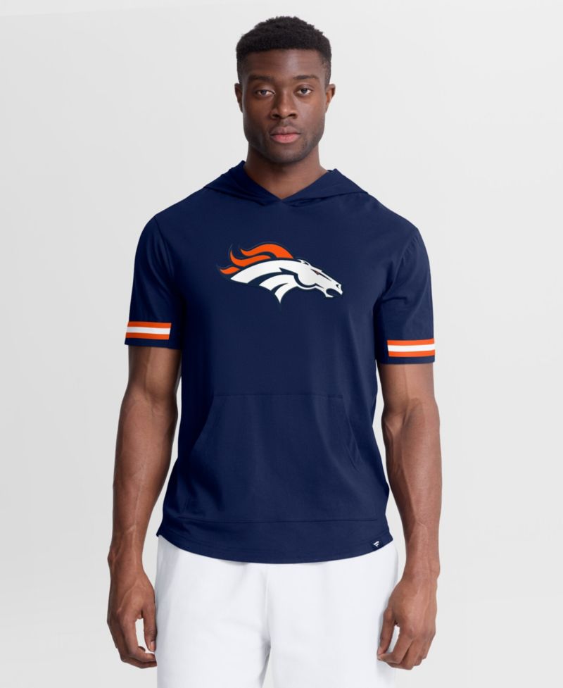 Men's Navy Denver Broncos Optimal Play Short Sleeve Hooded T-Shirt
