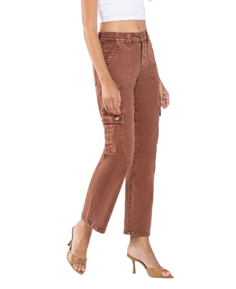 Women's High Rise Cargo Straight Jeans