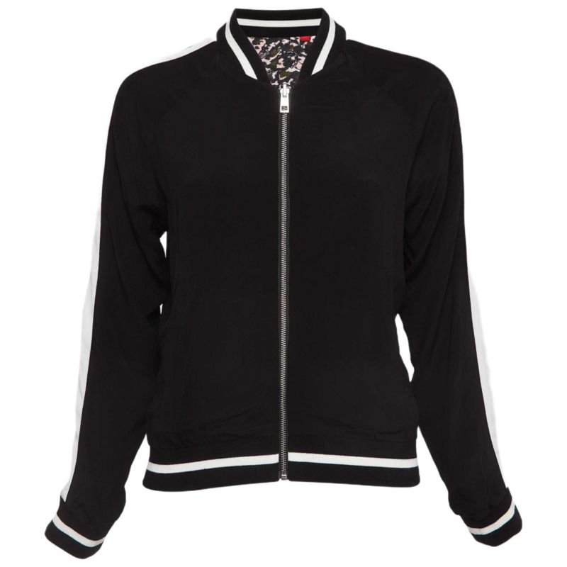 Women's Pre-Owned Zadig and Voltaire Pink/black Printed Crepe Reversible Bomber Jacket
