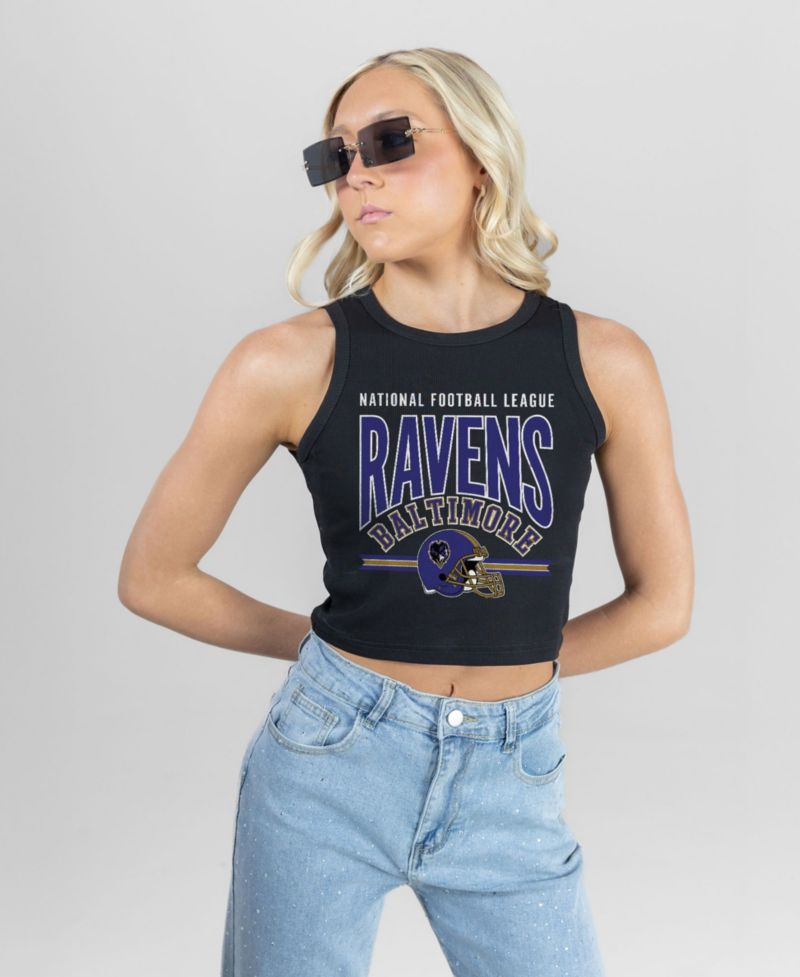 Women's Baltimore Ravens Mic Drop Crop Ribbed Tank Top