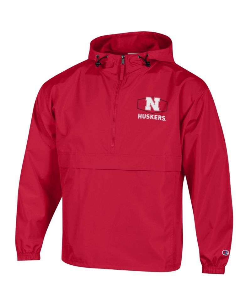 Men's Scarlet Nebraska Huskers Delay Packable Half-Zip Jacket