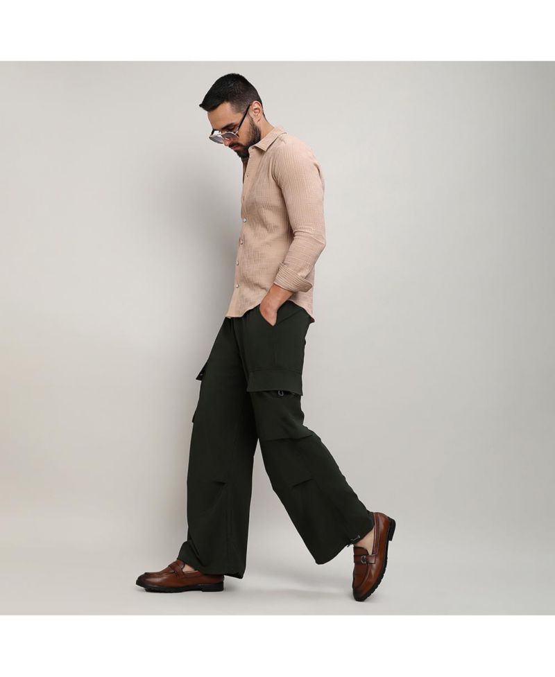 Men's Beige Self-Design Intertwine Shirt