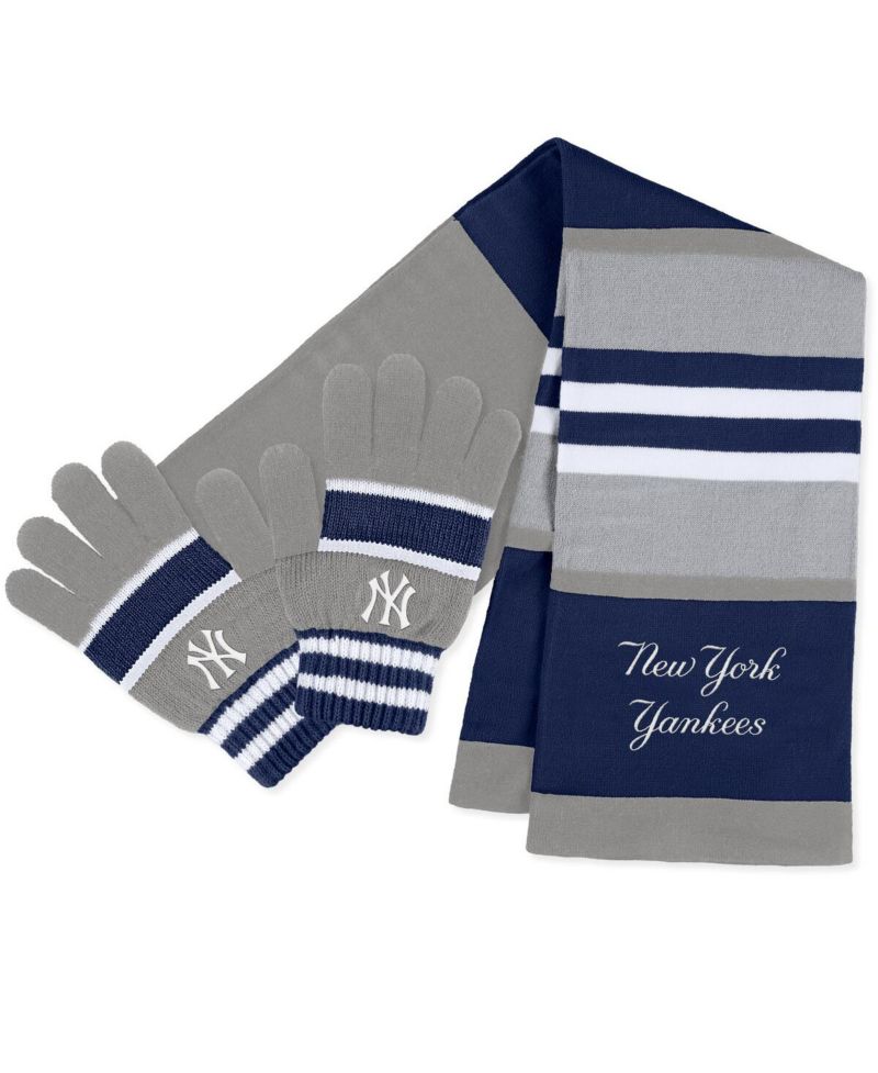 Women's New York Yankees Stripe Glove and Scarf Set