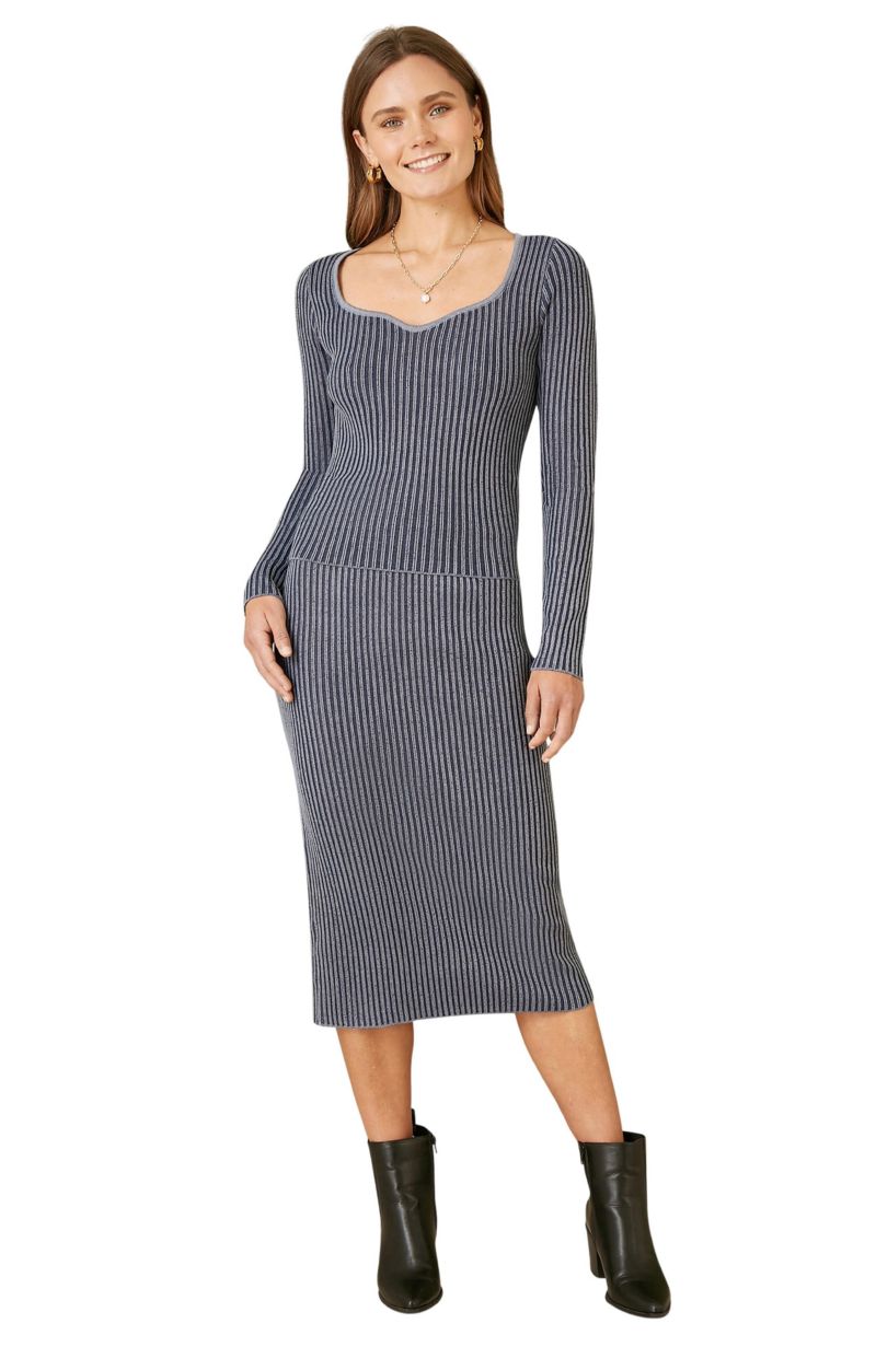 Women's Rib Knit Midi Skirt Stretch and Cozy