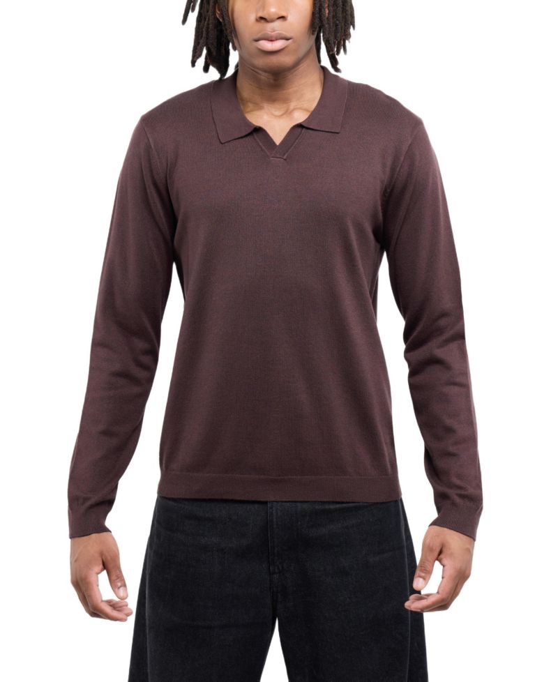 X RAY Men's Long Sleeve Sweater Johnny Collar Polo