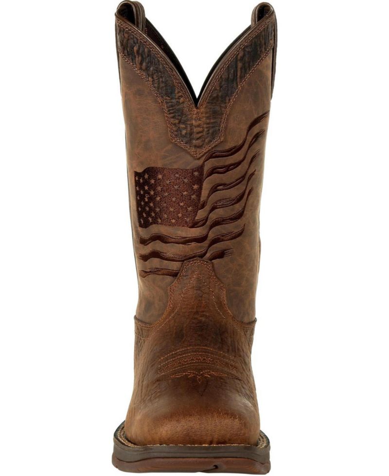Men's Rebel by Brown Distressed Flag Embroidery Western Boot