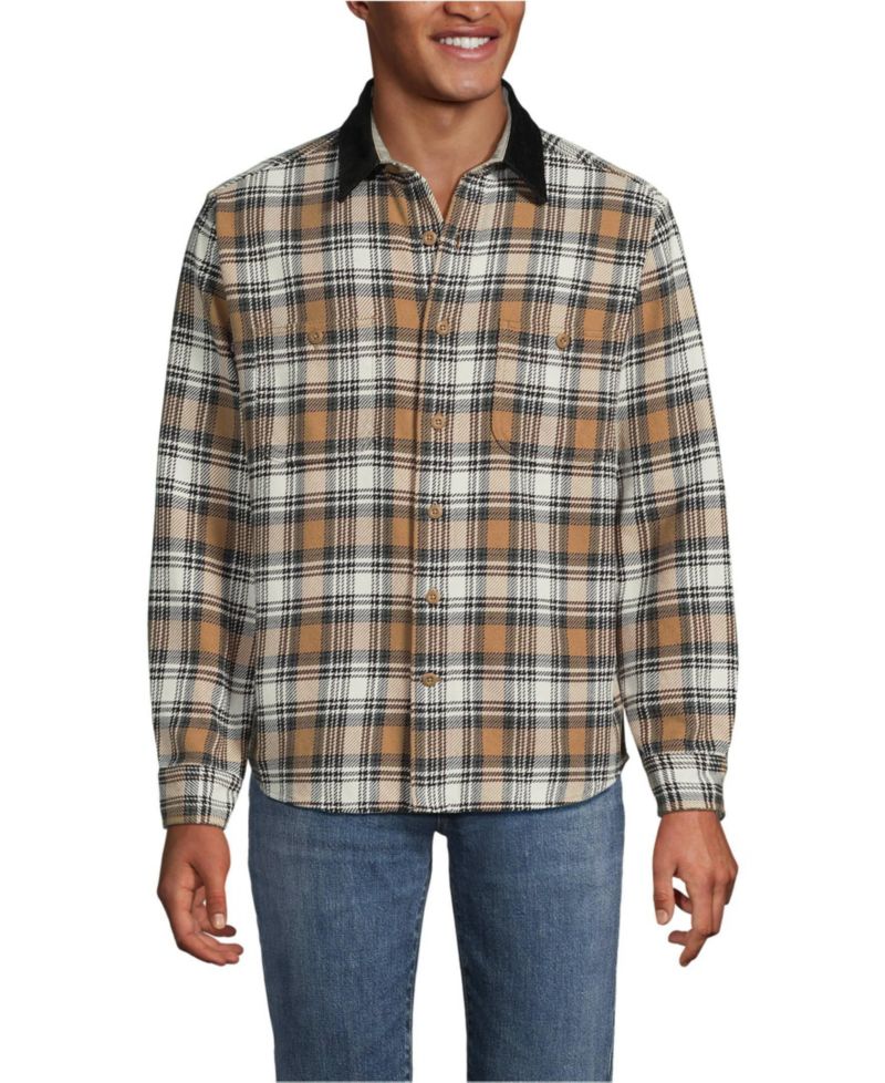 Men's Authentic Flannel Shirt with Corduroy Collar
