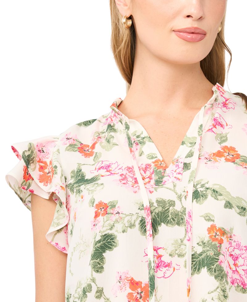 Women's V-Neck Ruffle-Sleeve Top
