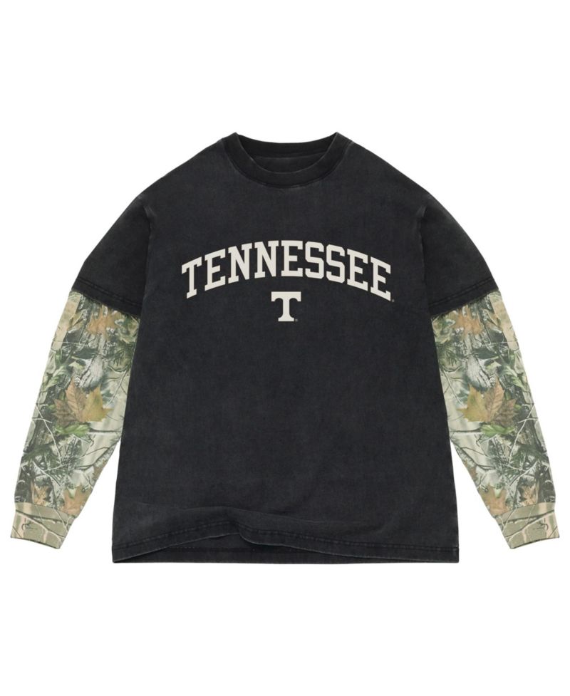Men's Black/Camo Tennessee Volunteers Back Bay Twofer Heavyweight Long Sleeve T-Shirt