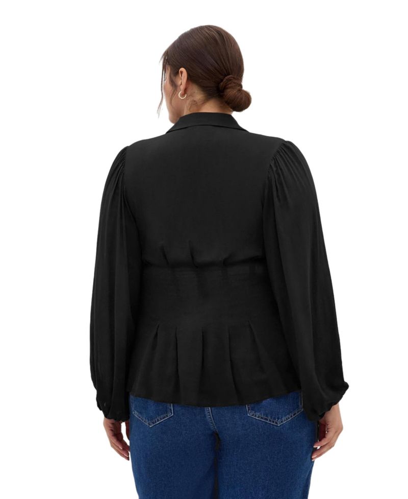 Plus Size Piper Button-Up Collared Relaxed-Fit Long-Sleeve Shirt