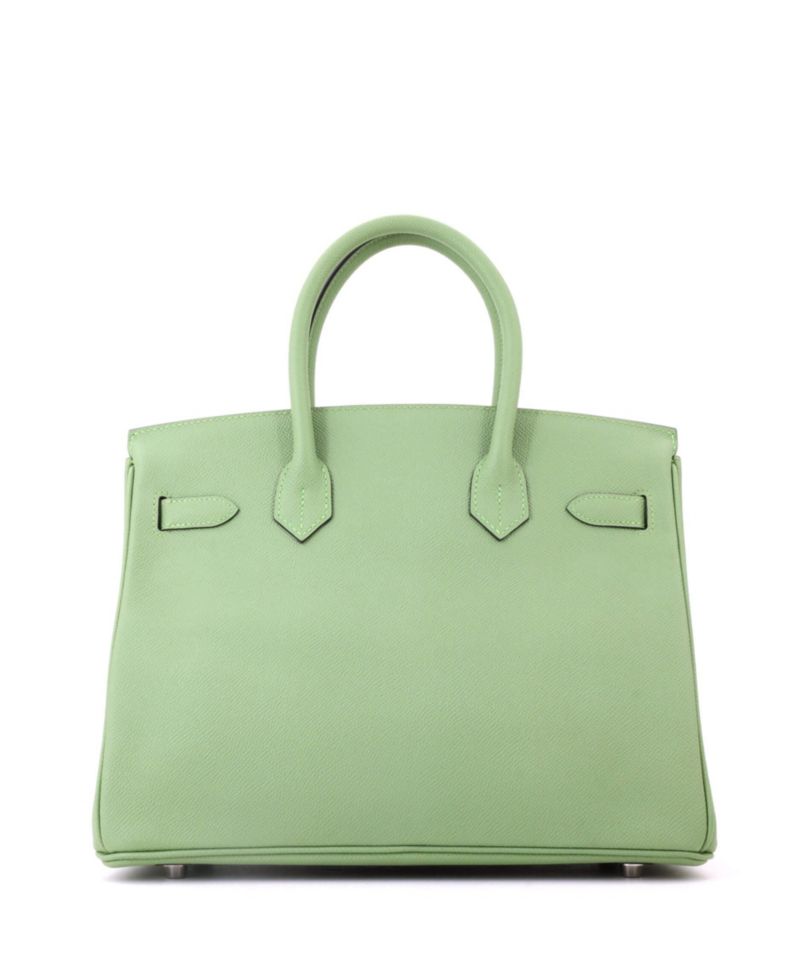 Pre-Owned Hermes Birkin 30 Handbag Green Epsom with Palladium Hardware