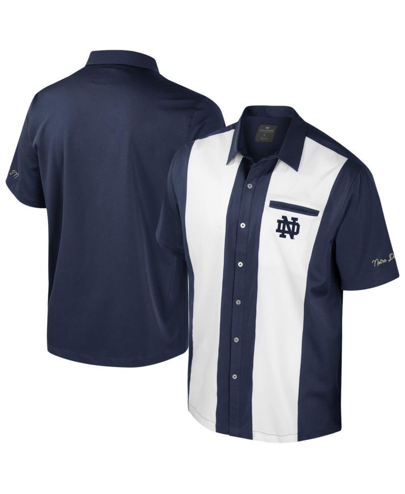 Men's Navy Notre Dame Fighting Irish Strike Bowling Button-Up Shirt