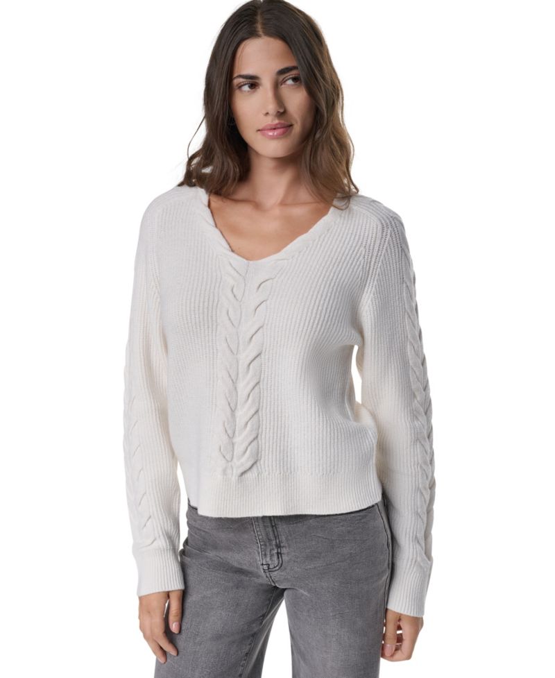 Women's Cable-Knit V-Neck Sweater