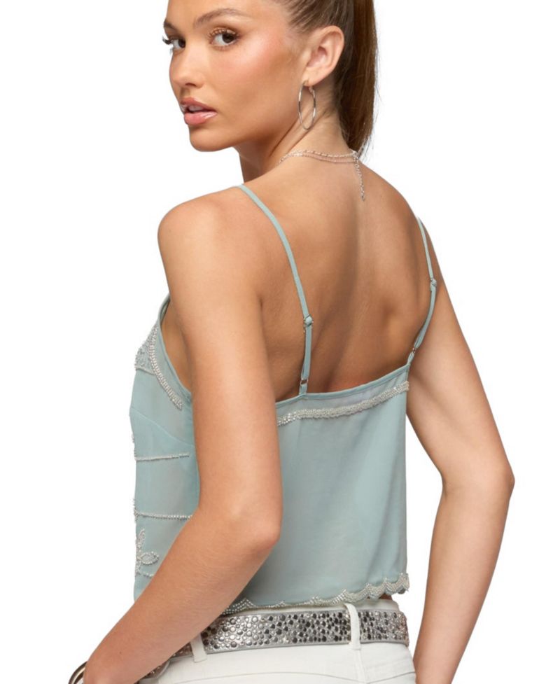 Women's Bead and Sequin Chiffon Tank Top