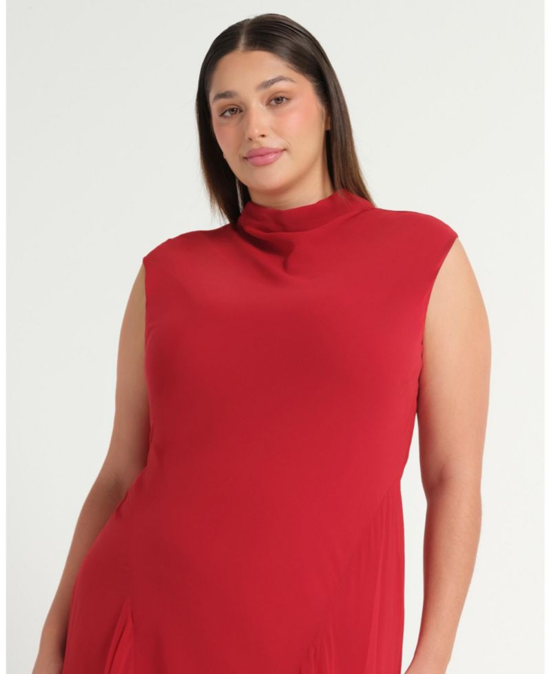 Plus Size Holly Halter Assymetric Sheath Midi Dress