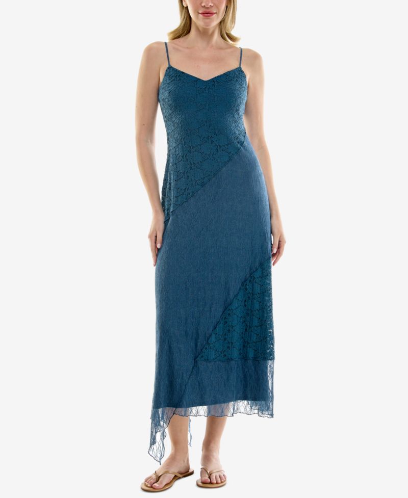 Juniors' Sleeveless V-Neck Lace Midi Dress