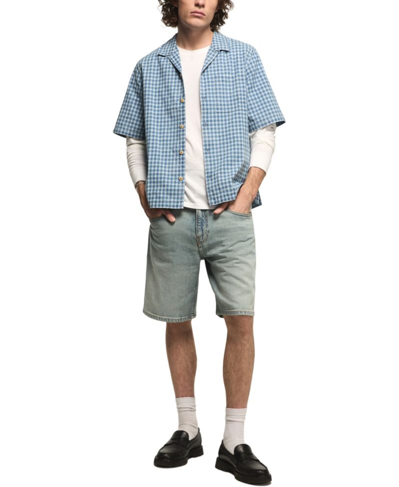 Men’s Boxy Gingham Camp Collar Shirt