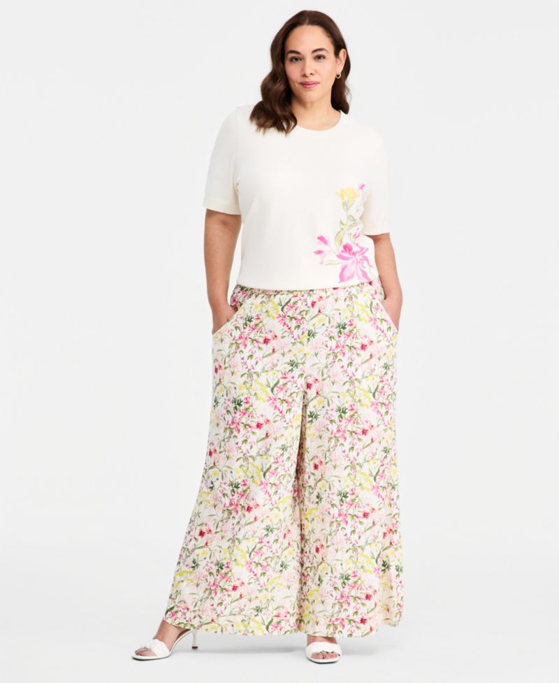 Plus Size Wide-Leg Elastic Waist Pants