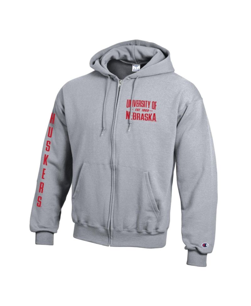 Men's Gray Nebraska Huskers Varsity Powerblend Full-Zip Fleece Hoodie