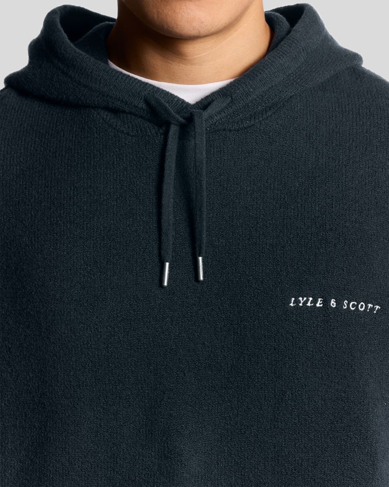 Men's Script Long Sleeve Knitted Hoodie