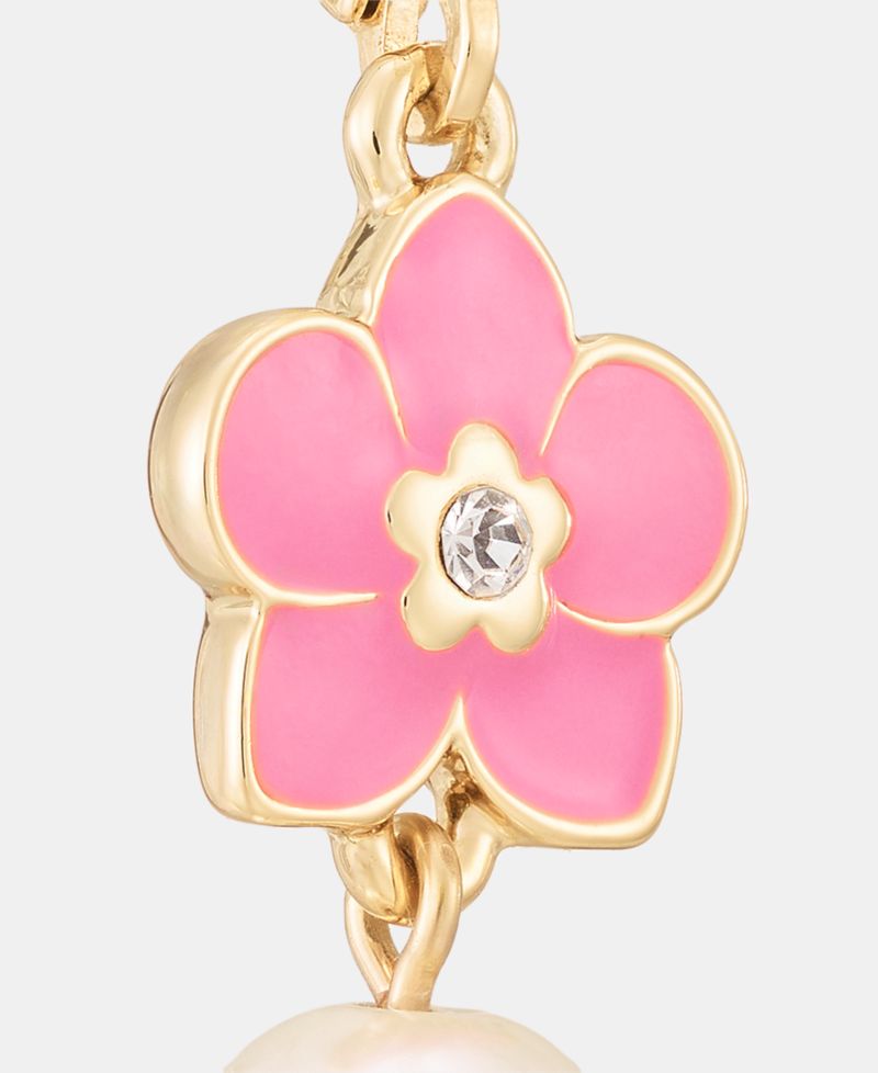 Orchid & Imitation Pearl Double Drop Earrings