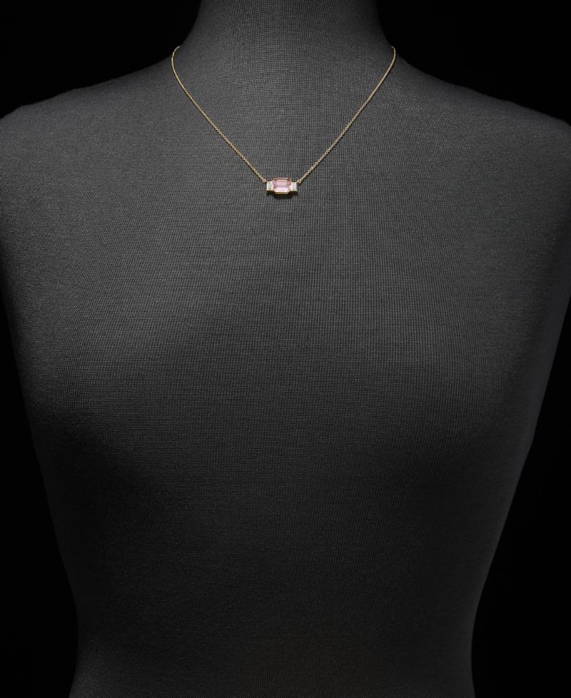 Gold-Tone Boxed Blue Stone Pendant Necklace