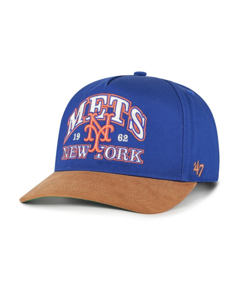Men's Royal/Brown New York Mets Cooperstown Break Wood Suede Hitch Adjustable Hat