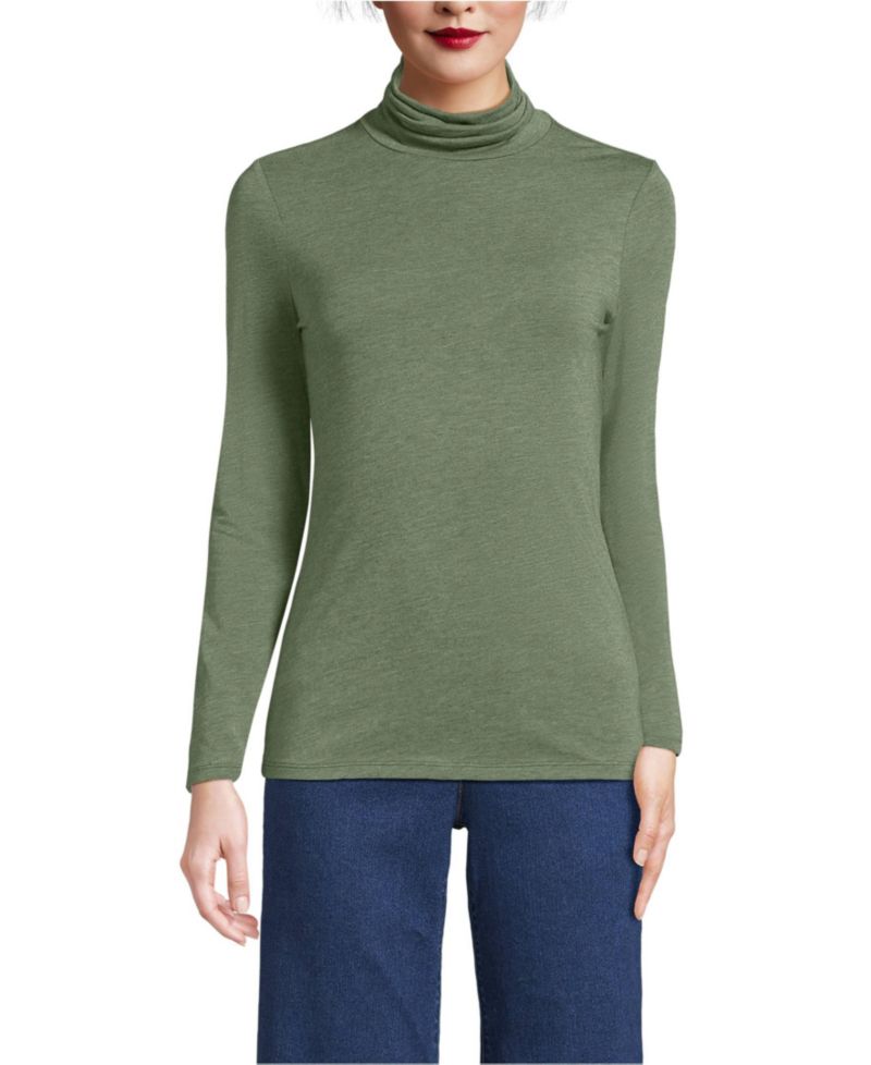 Women's Lightweight Jersey Skimming Long Sleeve Turtleneck