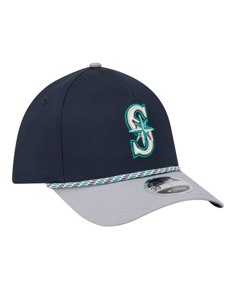 Men's Navy/Gray Seattle Mariners Rope M-Crown A-Frame 39THIRTY Flex Hat