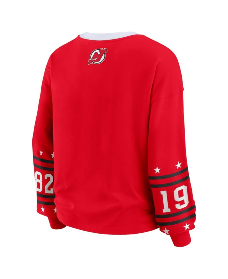 Women's Red New Jersey Devils Long-Sleeve Sport T-Shirt