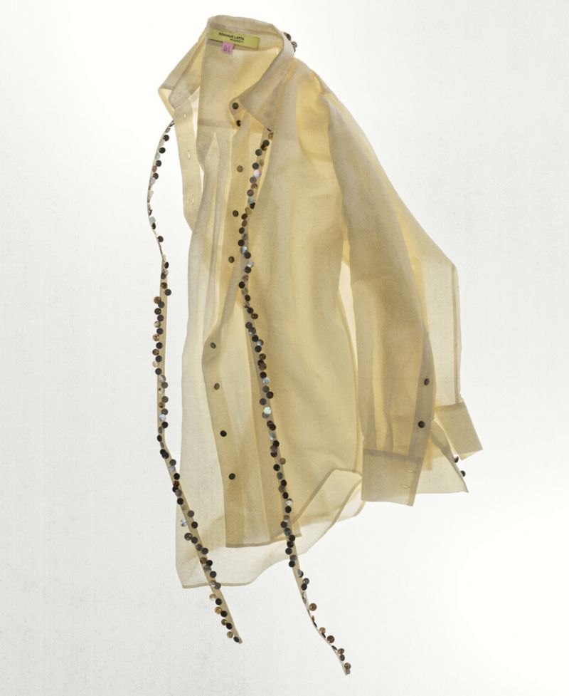 Women's Eckhaus Latta x Mango Sheer Button-Up Beaded Shirt