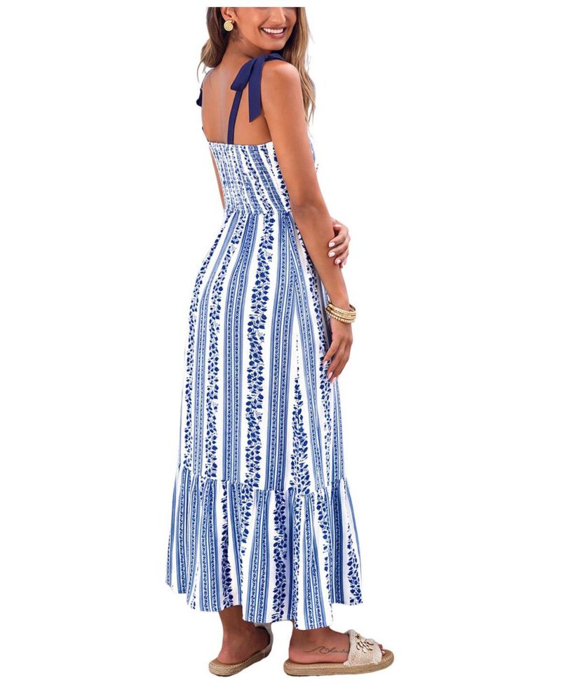 Women's Summer Rain Striped Maxi Beach Dress