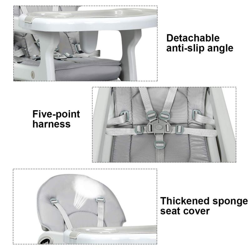 3-in-1 Baby High Chair with Lockable Universal Wheels