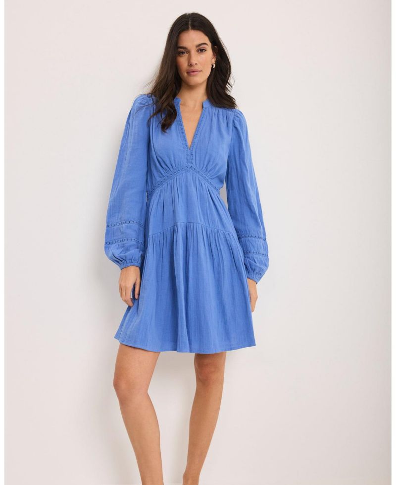 Women's Long-Sleeve V-Neck Mini Dress