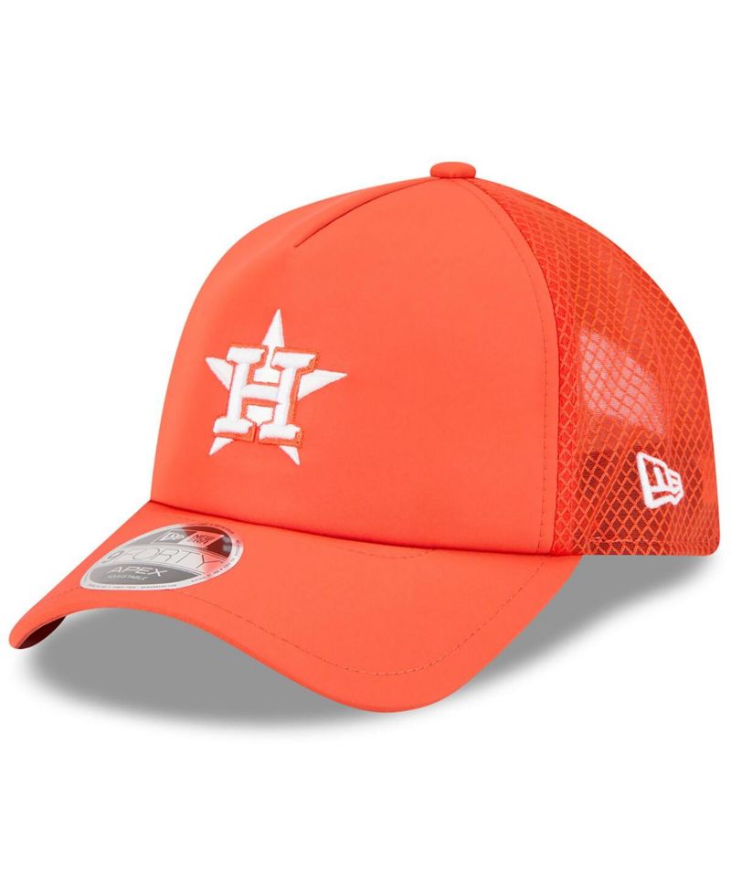 Men's Orange Houston Astros 2026 Batting Practice Apex 9FORTY Adjustable Trucker Hat